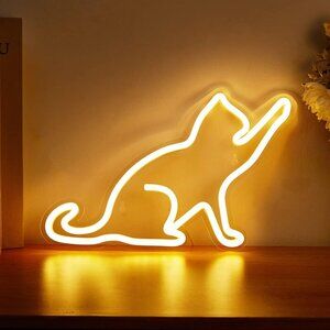Cat LED Neon Sign Warm White USB Night Light for Kids Room Wall Decor  Gift